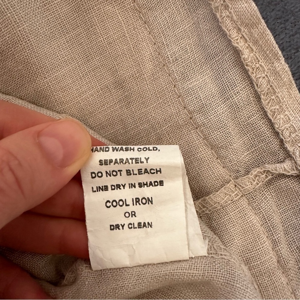 Francesca Bettini 100% Linen Short Sleeve oatmeal Top Size S - Picture 11 of 12